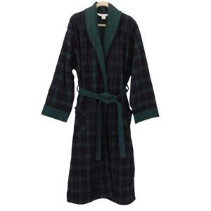 Mens Portuguese Flannel Blackwatch Plaid Robe Double Size Large 2 layers flannel